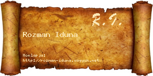 Rozman Iduna névjegykártya